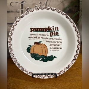 Vintage Pumpkin Pie Recipe Plate